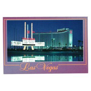 Las Vegas Hilton Marquee Vintage Postcard Yakov Smirnoff Lucie Arnaz Nevada